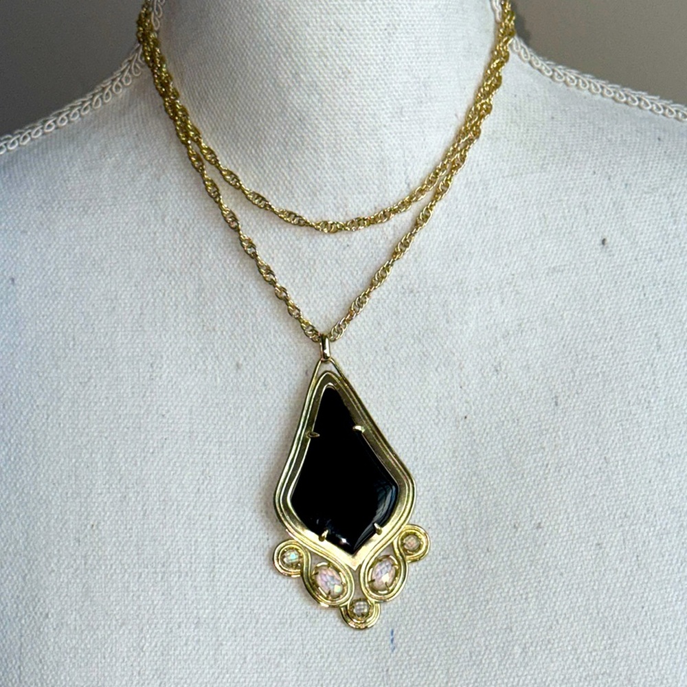 Vintage Kendra Scott Teresa Necklace Gold Black